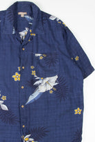 Navy Large Flowers Hawaiian Shirt
