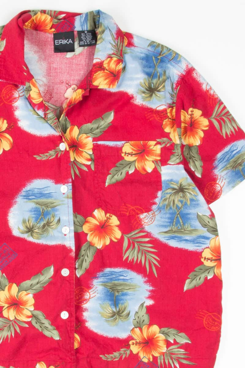 Red Hibiscus Hawaiian Shirt 1