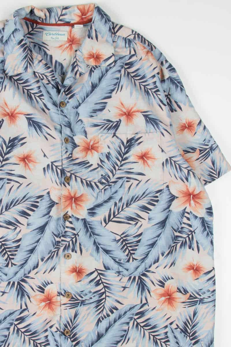 Blue & Pink Hibiscus Hawaiian Shirt