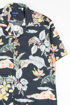 Black Vintage Styled Print Hawaiian Shirt