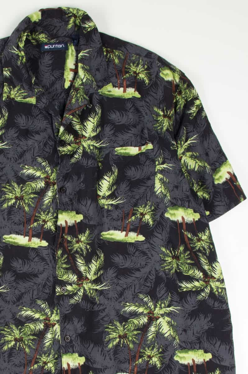Black & Green Palm Trees Hawaiian Shirt