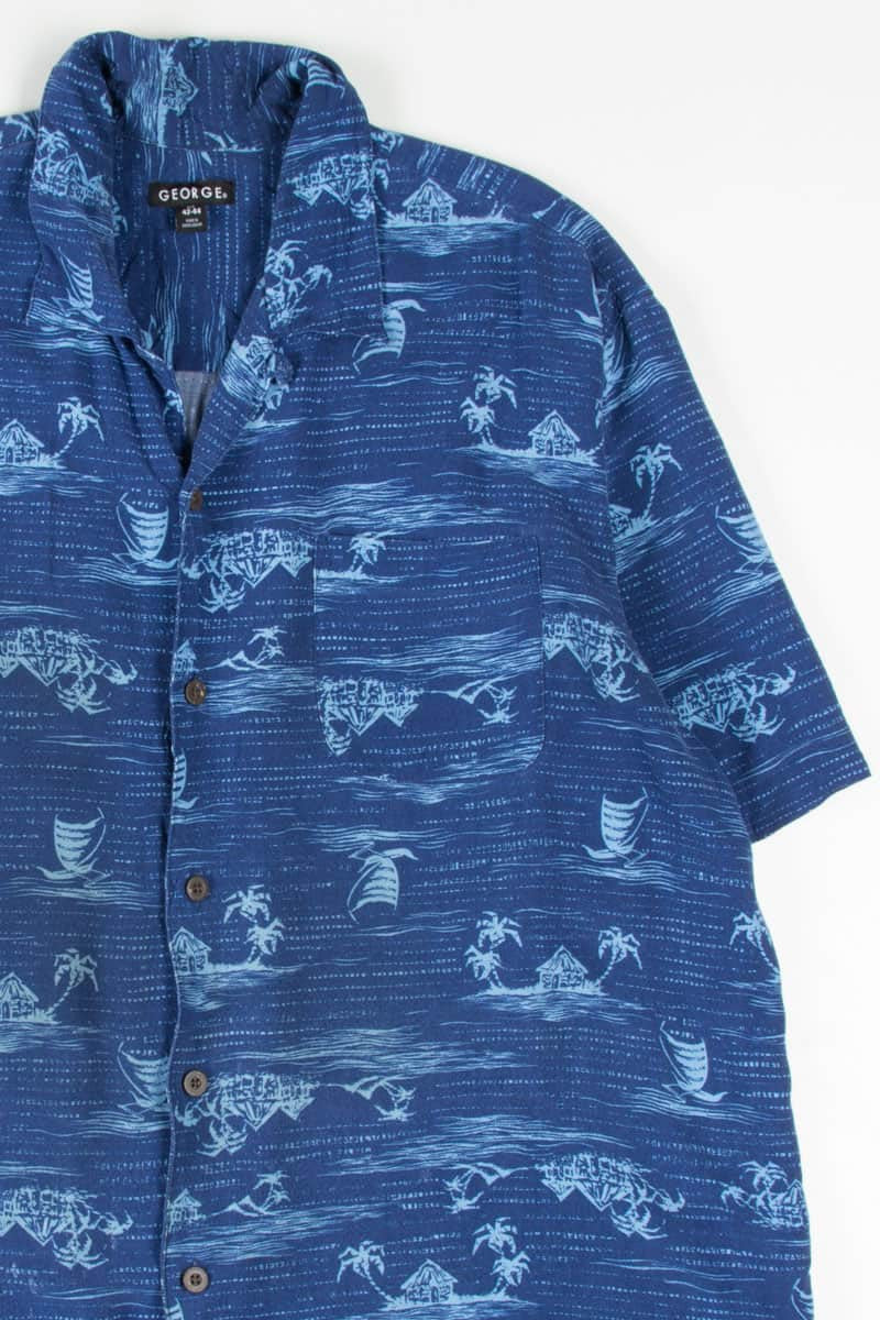 Blue Island & Sailboat Hawaiian Shirt