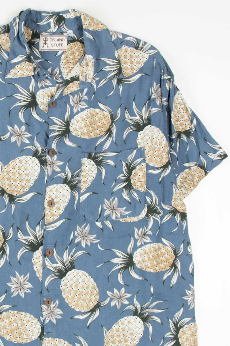Dusty Blue Pineapple Hawaiian Shirt