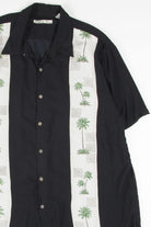 Black Palm Trees Bowling Stripes Hawaiian Shirt