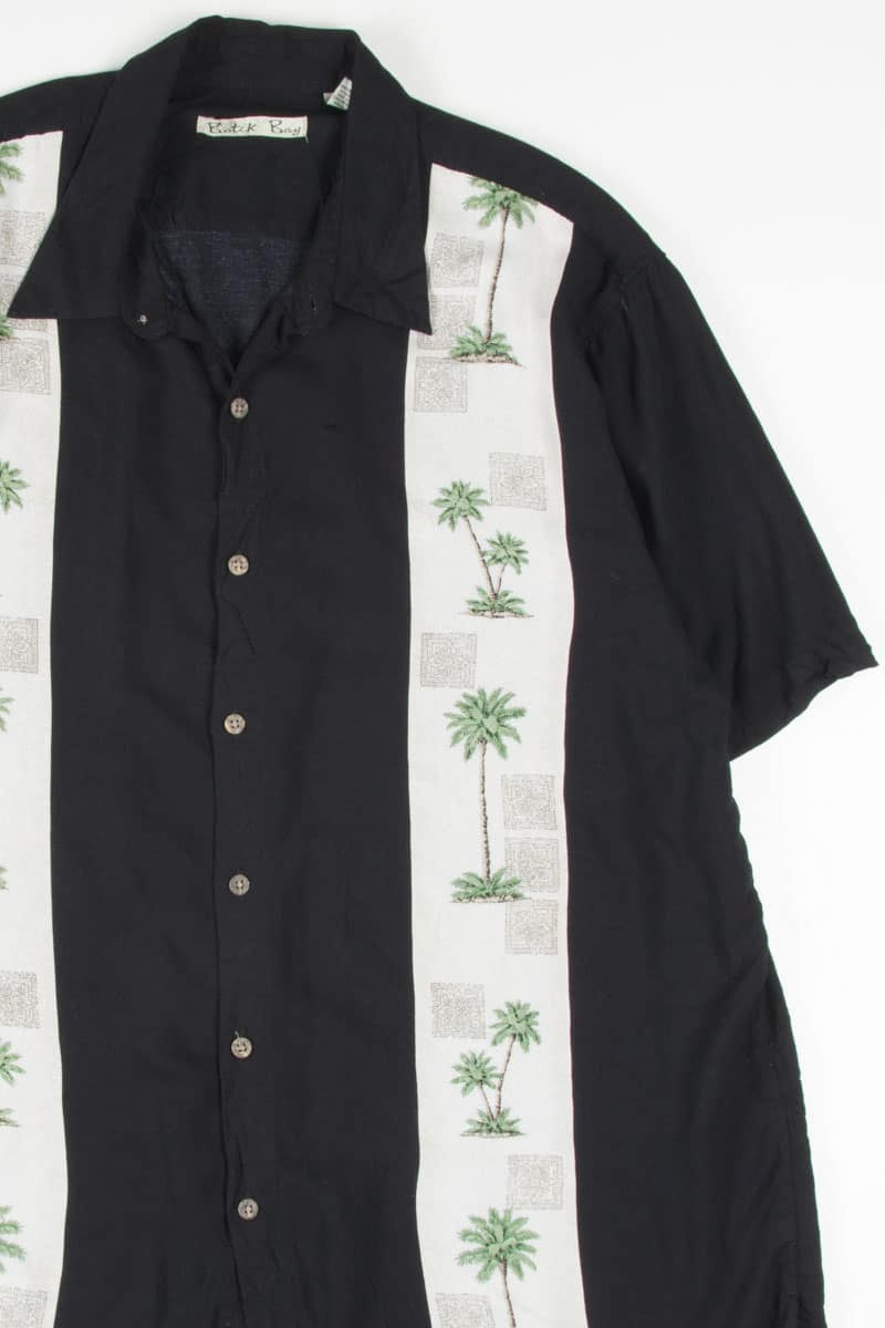 Black Palm Trees Bowling Stripes Hawaiian Shirt