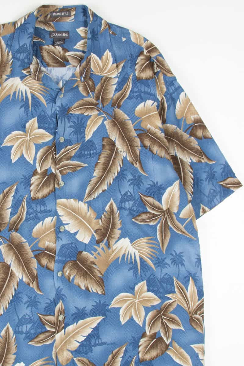 Blue Village & Leaves Hawaiian Shirt