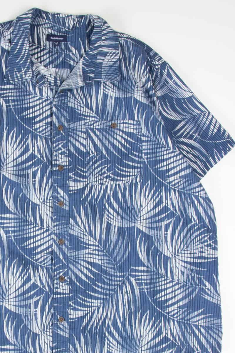Blue Striped Palm Fronds Hawaiian Shirt