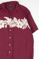Burgundy Floral Stripe Hawaiian Shirt