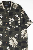 Black Tribal Leaf Pattern Hawaiian Shirt