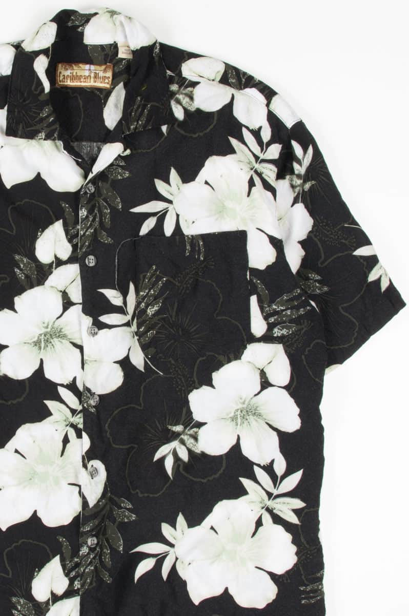 Black & White Hibiscus Hawaiian Shirt