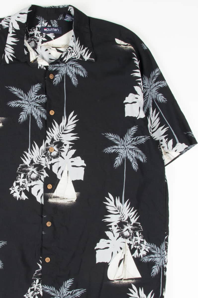 Black Sailboat Hawaiian Shirt