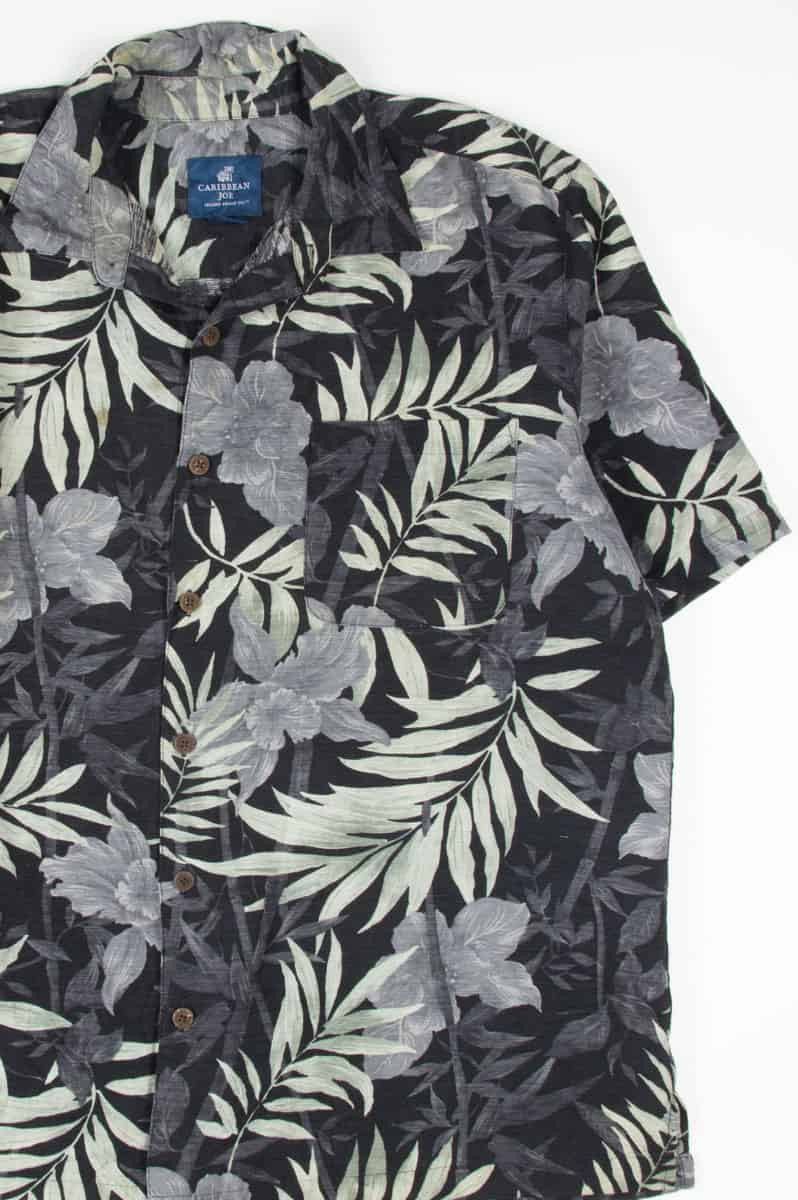 Black & Grey Orchid Silk Hawaiian Shirt