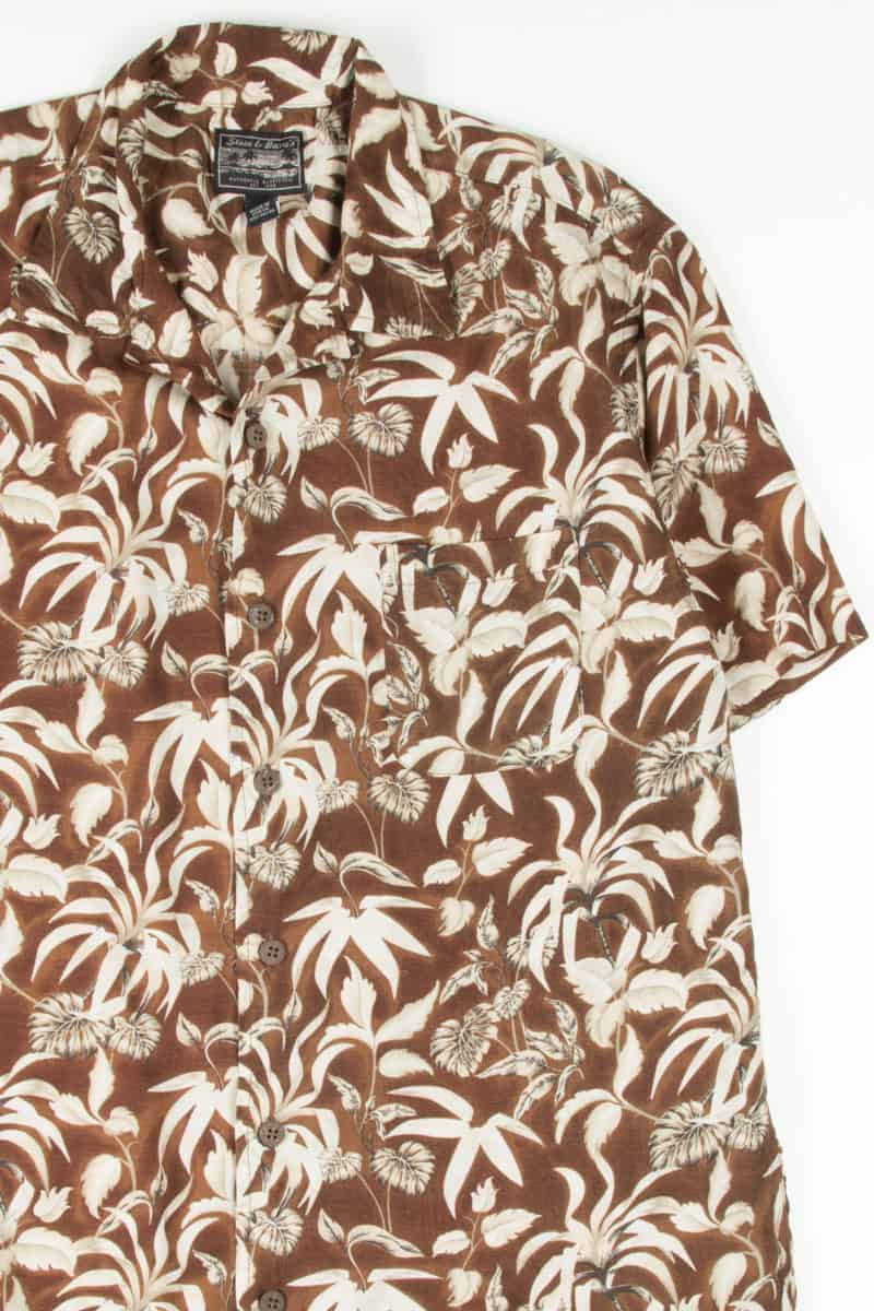 Brown Topical Leaves Hawaiian Shirt