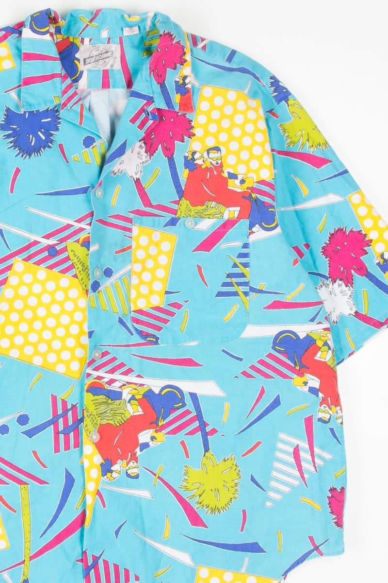 Vintage 90s Geometric Hawaiian Shirt 1819