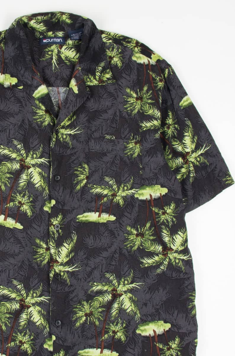 Black & Green Palm Trees Hawaiian Shirt 1847
