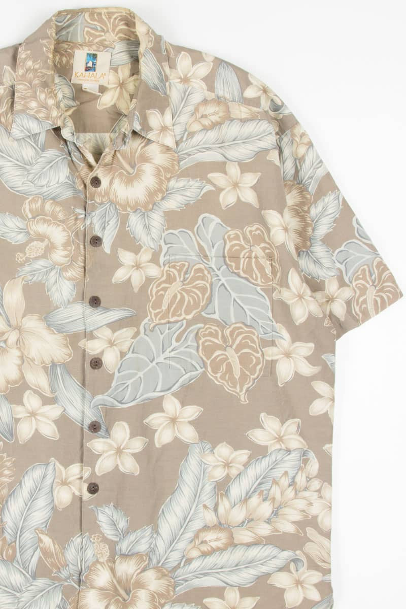 Beige Tropical Flora Hawaiian Shirt 1869