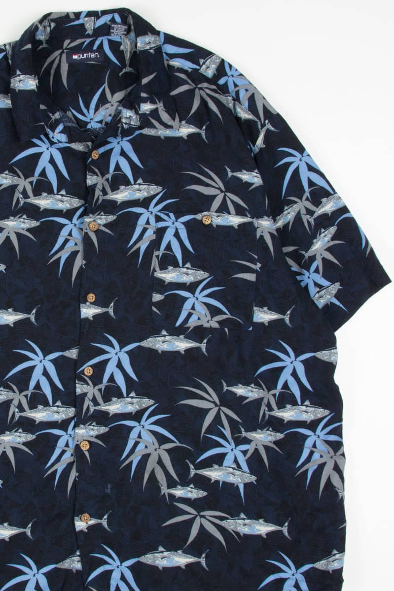 Navy Fish Hawaiian Shirt 1871
