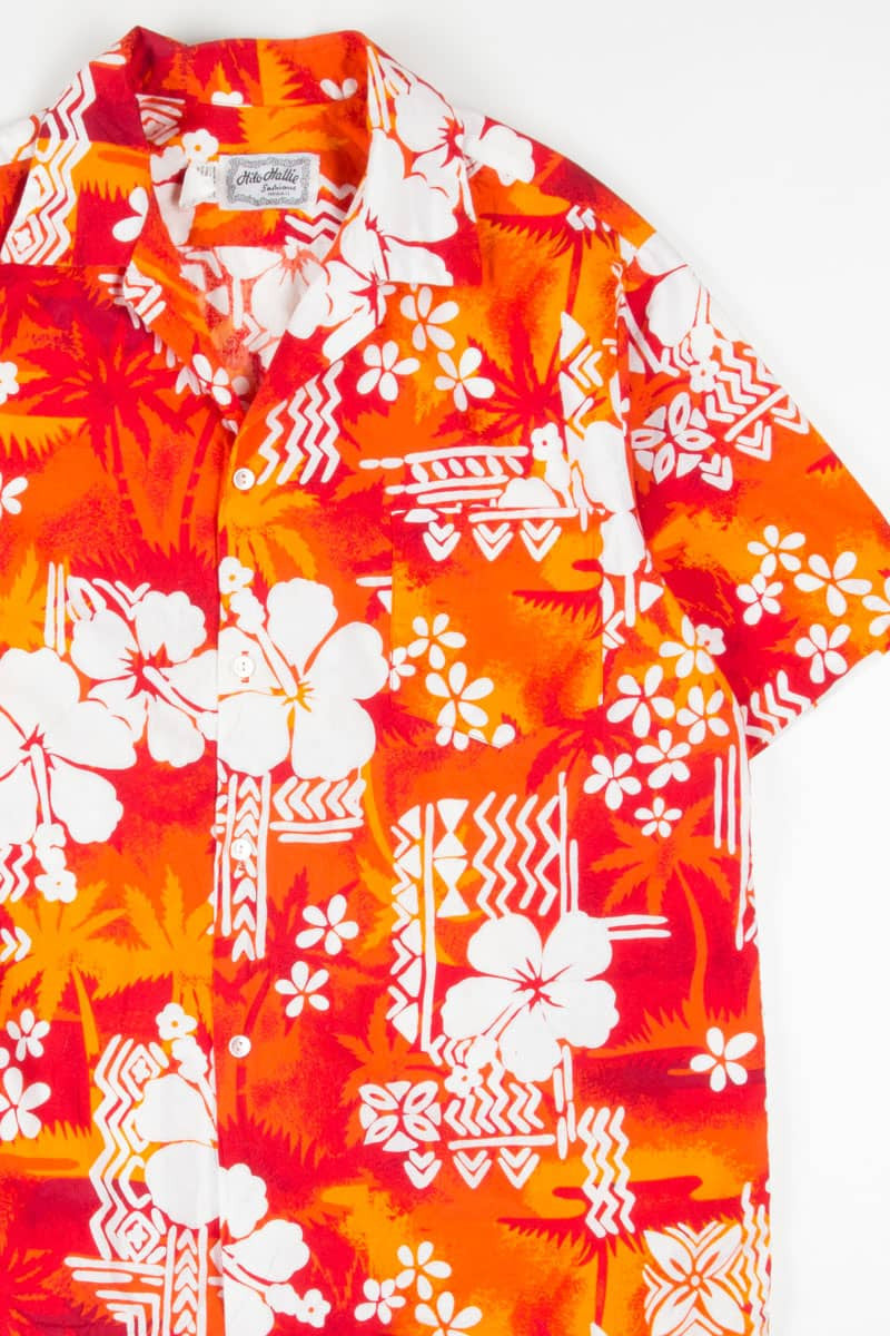Retro Orange Hibiscus Hawaiian Shirt 1874