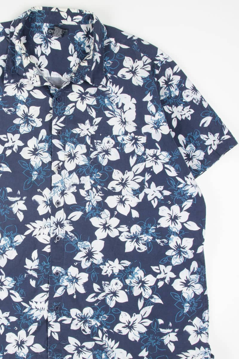 Retro Blue Hibiscus Hawaiian Shirt 1882