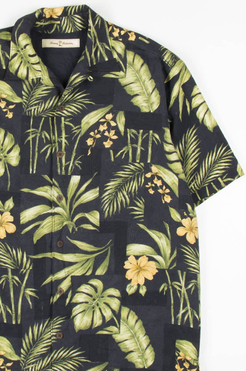 Tommy Bahama Checkered Flora Silk Hawaiian Shirt 1892