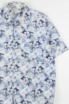 Blue Checkered Hibiscus Hawaiian Shirt 1902
