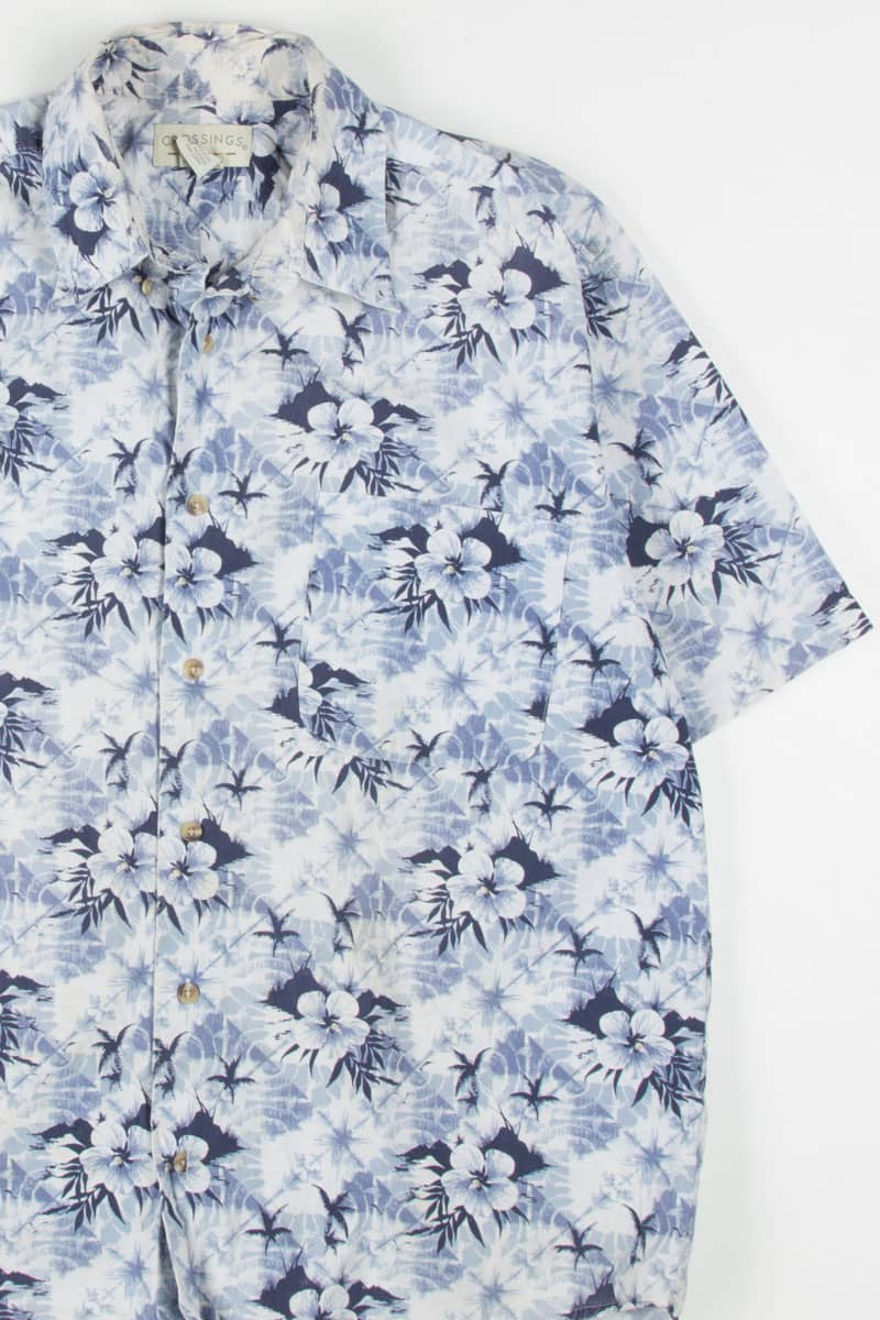 Blue Checkered Hibiscus Hawaiian Shirt 1902