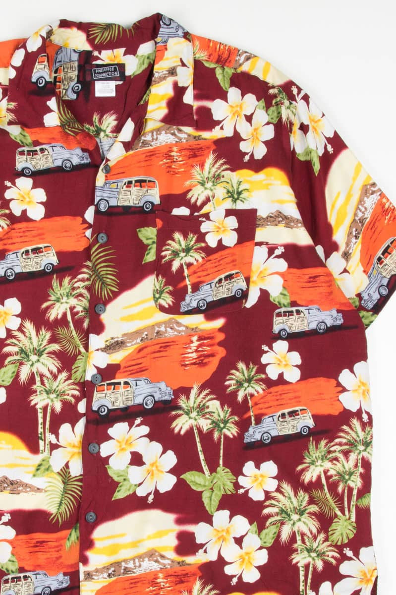 Burgundy Woody Hawaiian Shirt 1908