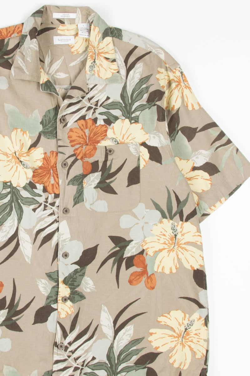 Silk Blend Hibiscus Hawaiian Shirt 1953