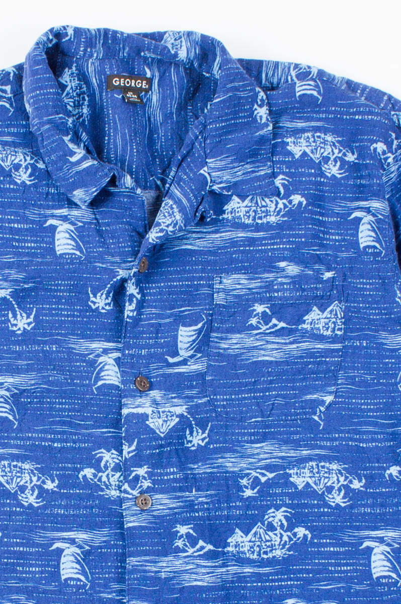 Blue Patterned Vintage Hawaiian