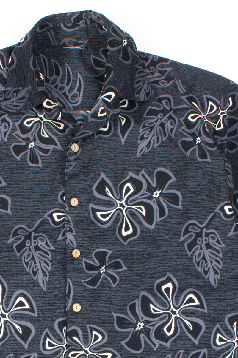 Black Flowers Vintage Hawaiian