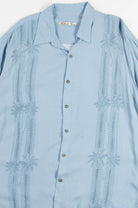 Blue Palm Tree Bowling Striped Vintage Hawaiian