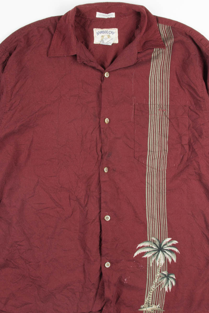 Burgundy Striped Vintage Hawaiian