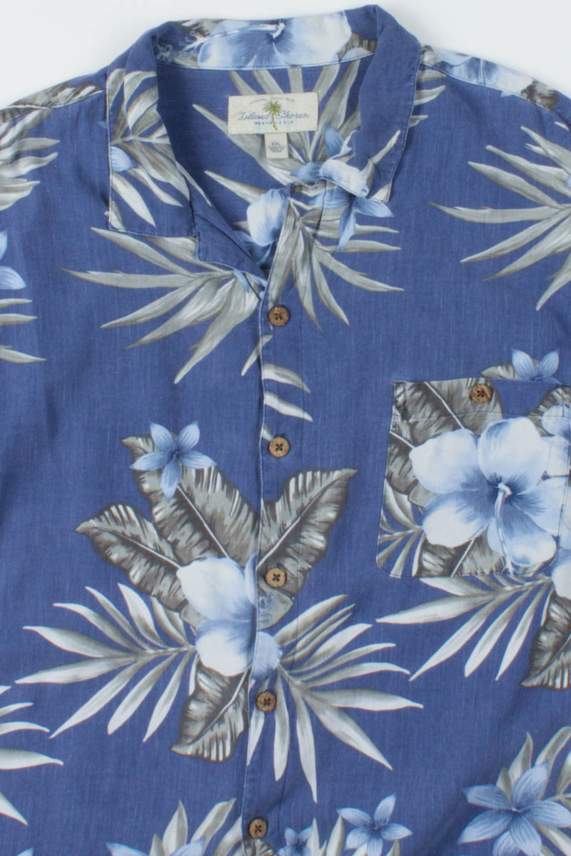 Blue & Grey Flowers Vintage Hawaiian