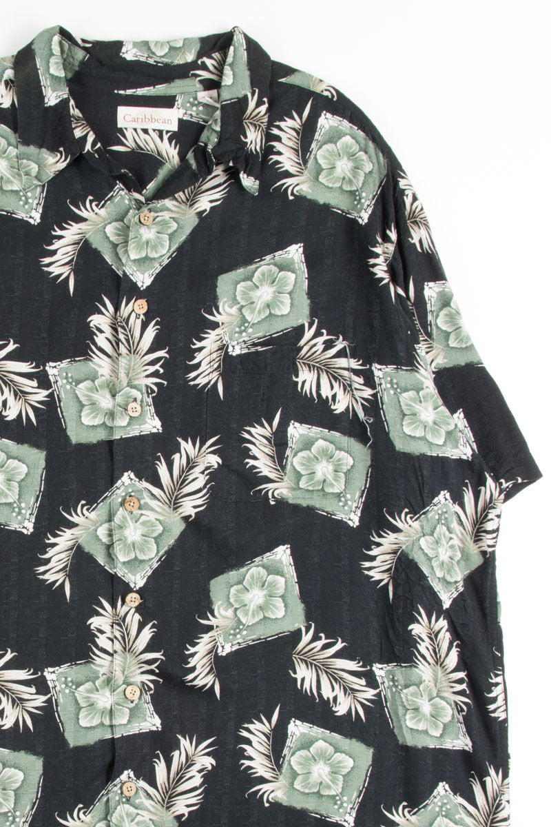 Black & Green Hibiscus Vintage Hawaiian
