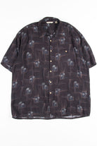 Black Palm Patterned Vintage Hawaiian