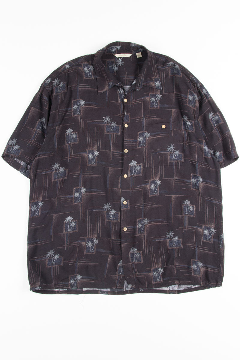 Black Palm Patterned Vintage Hawaiian