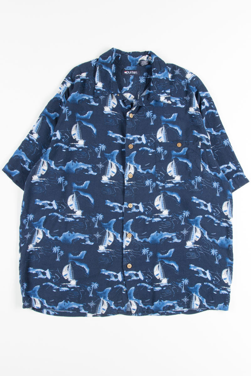 Blue Sailboat Vintage Hawaiian 1