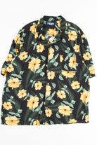 Black & Orange Hibiscus Vintage Hawaiian