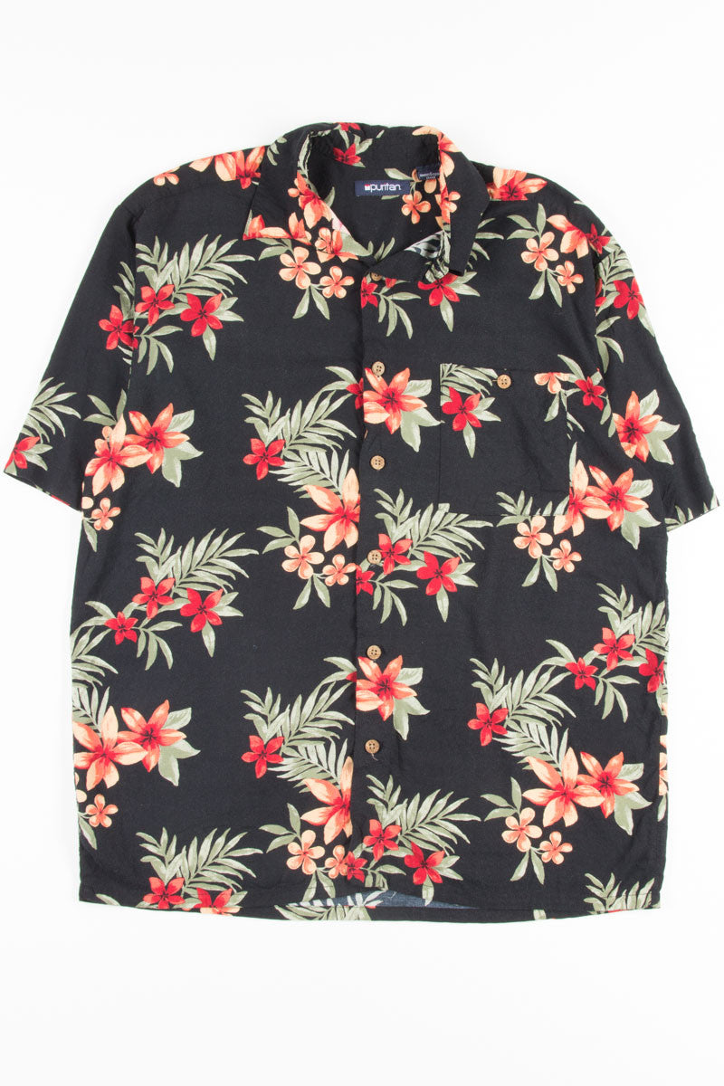 Black & Orange Floral Vintage Hawaiian 1