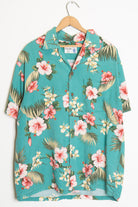 Teal Hibiscus Vintage Hawaiian Shirt