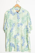 Green and Blue Hibiscus Vintage Hawaiian Shirt