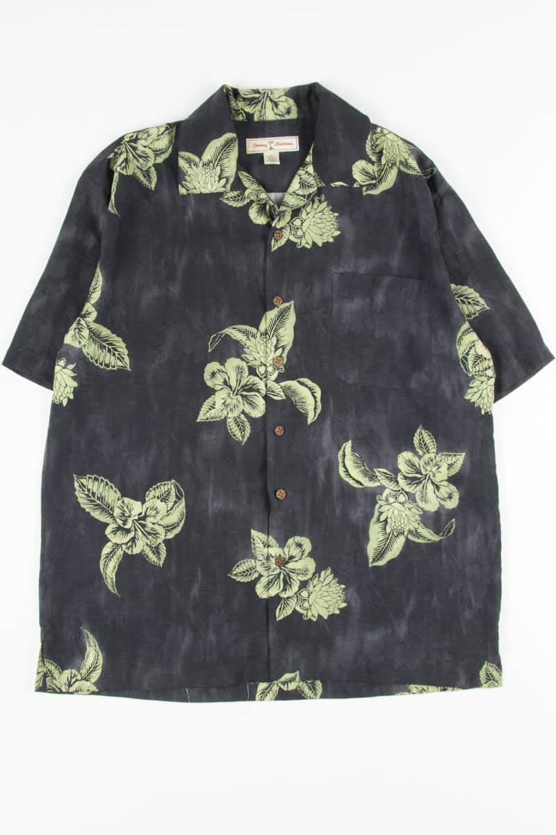 Black & Green Hibiscus Vintage Hawaiian 1