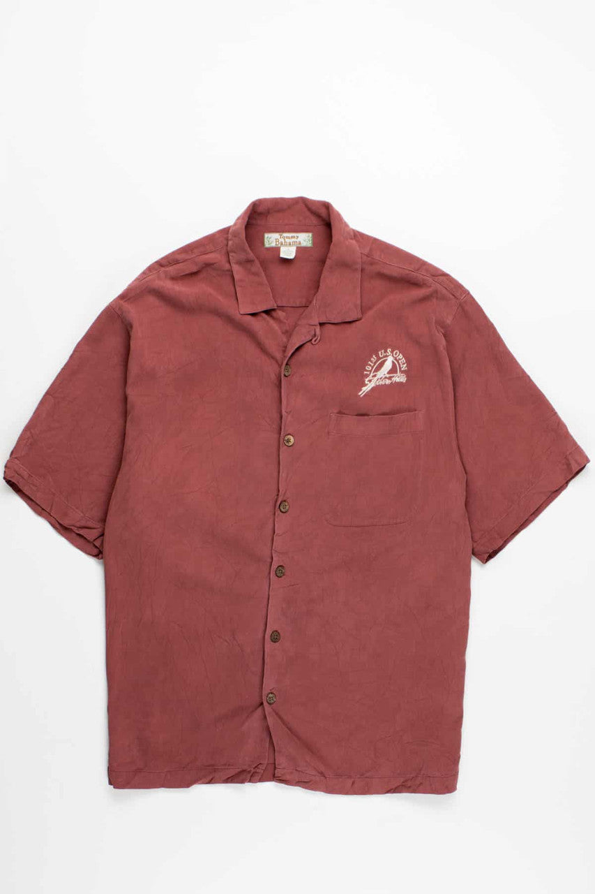 Dusty Rose U.S. Open Embroidered Silk Hawaiian Shirt