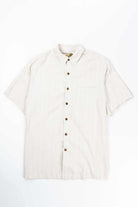 Vintage White Woven Stripes Pocket Hawaiian Shirt