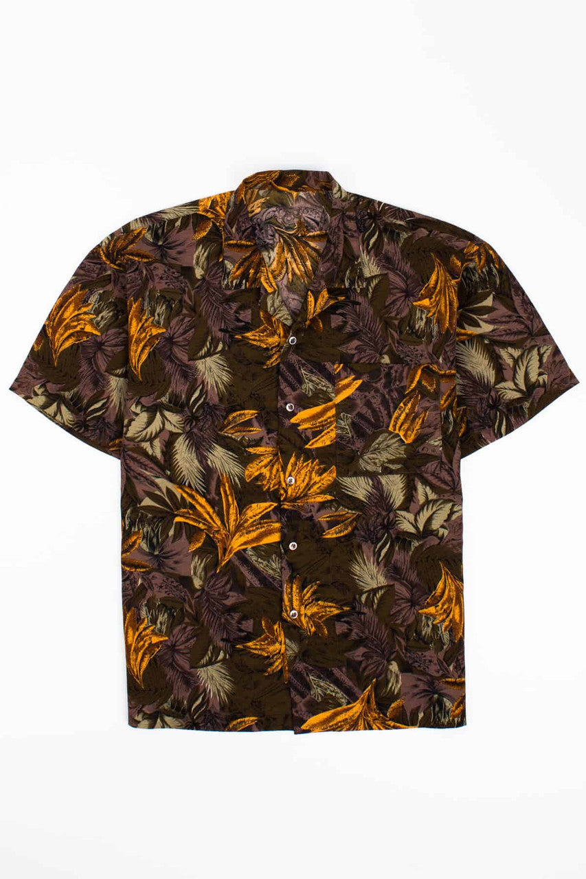 Mauve Palm Print Pocketed Hawaiian Shirt