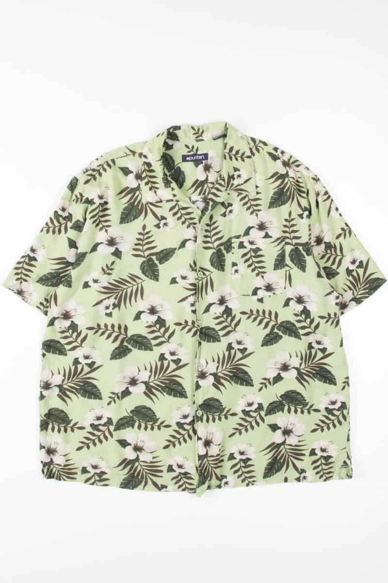 Green & Grey Hibiscus Hawaiian Shirt