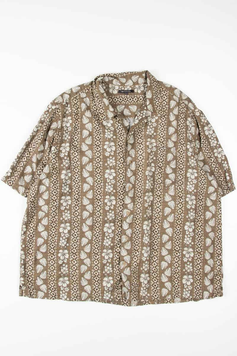 Brown Patterned Hawaiian Shirt