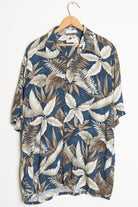 Blue Palm Leaf Vintage Hawaiian Shirt