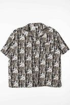 Abstract Black Hibiscus Hawaiian Shirt