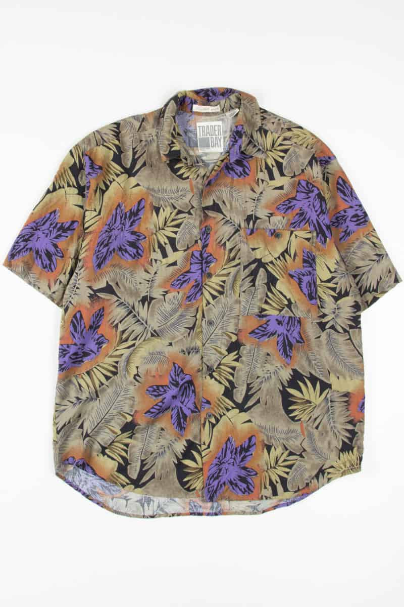 Purple & Olive Flora Vintage Hawaiian Shirt